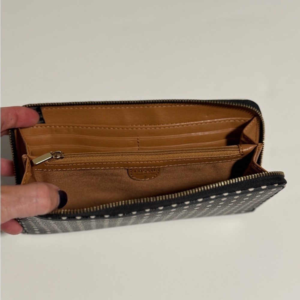 Fossil Polka Dot Wallet With Gold Zipper - image 4